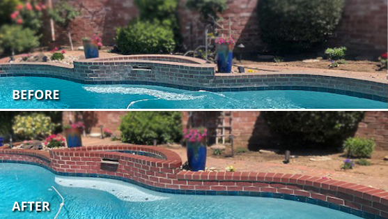Portico - Milano Red Pavers Pool Deck - Before and After Portico - Milano Red Pavers Pool Deck - Before and After