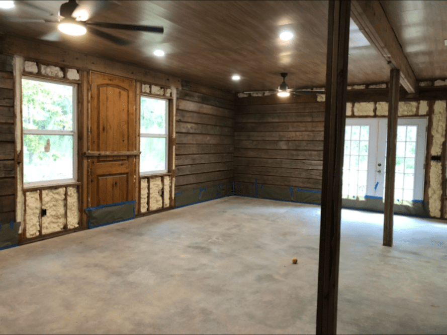 A clean and prepped concrete floor ready for staining