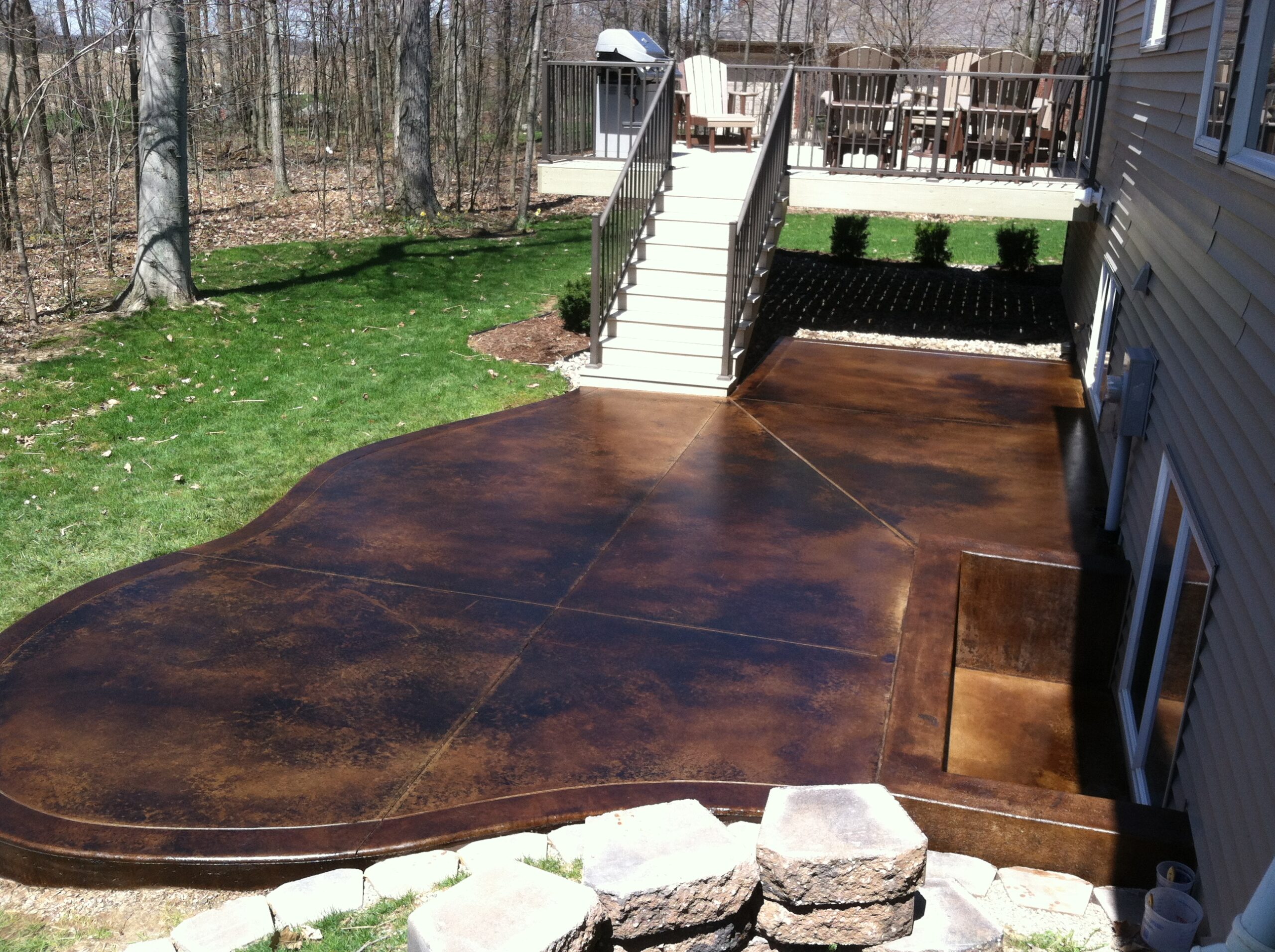 Black and Coffee Acid Stained Concrete Patio