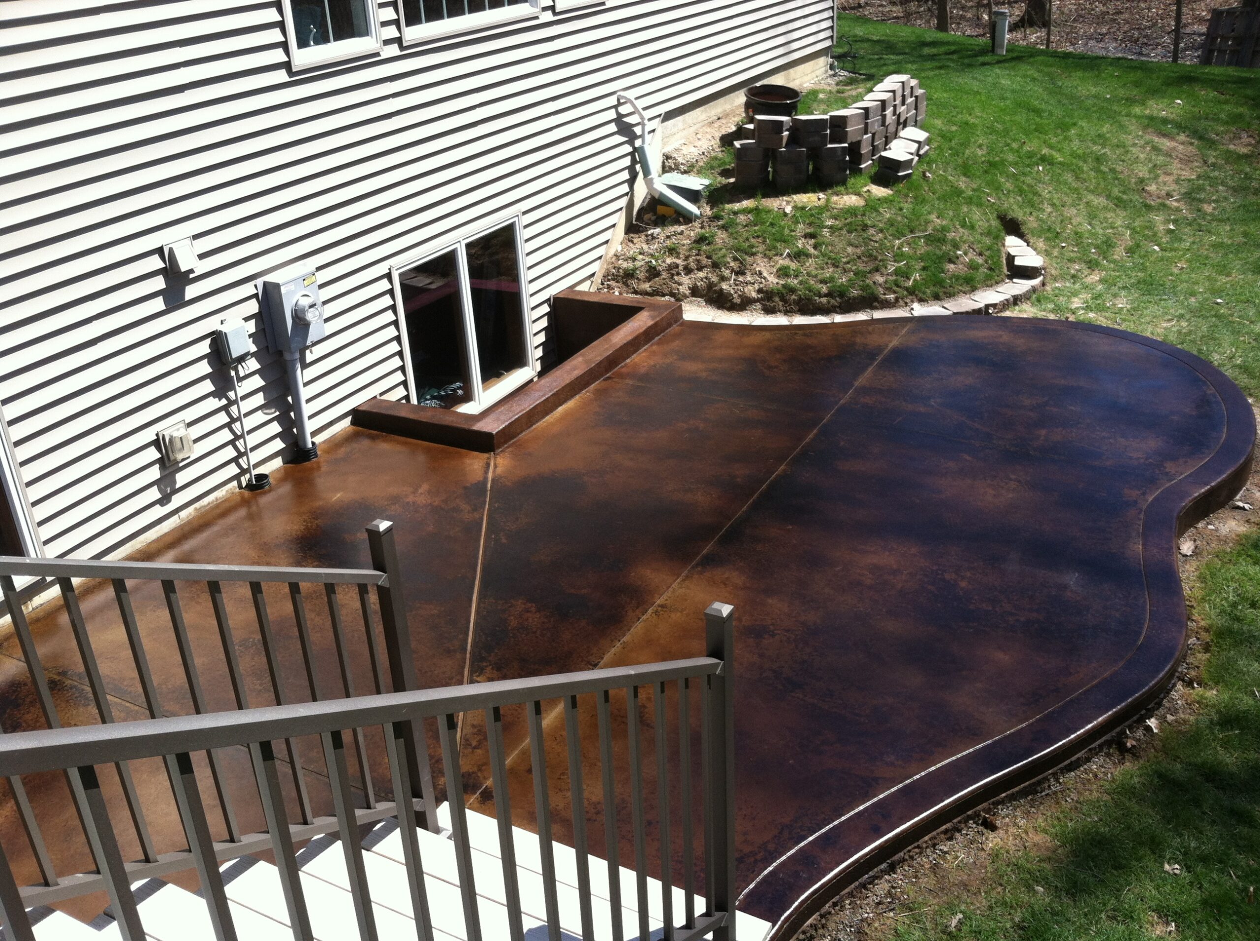 Black and Coffee Acid Stained Concrete Patio