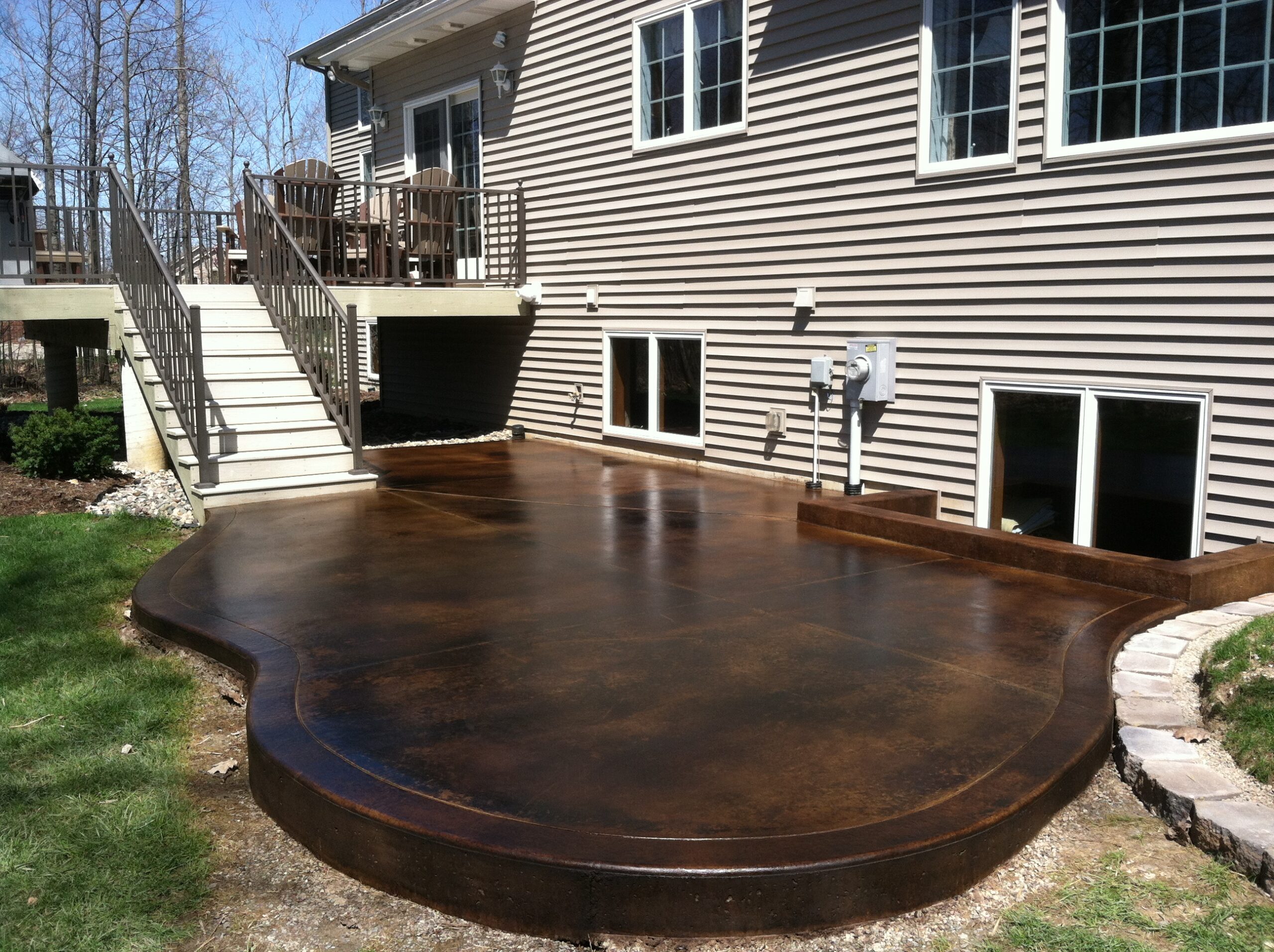 Black and Coffee Acid Stained Concrete Patio