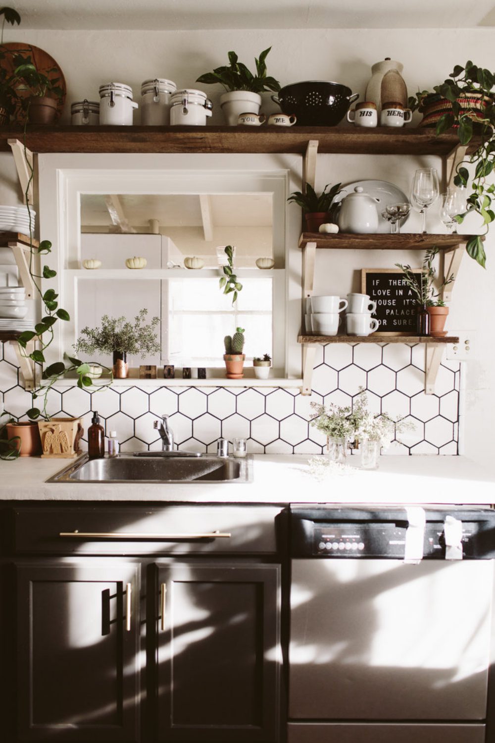 A kitchen renovation featuring a pearl white concrete overlay applied to Formica countertops