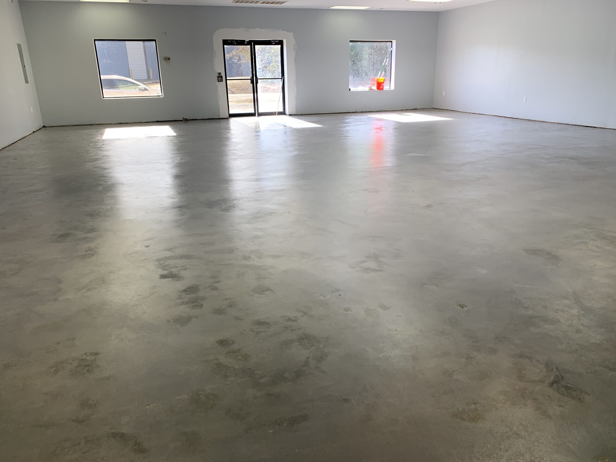 Silver Gray Stained Concrete Commercial Floor