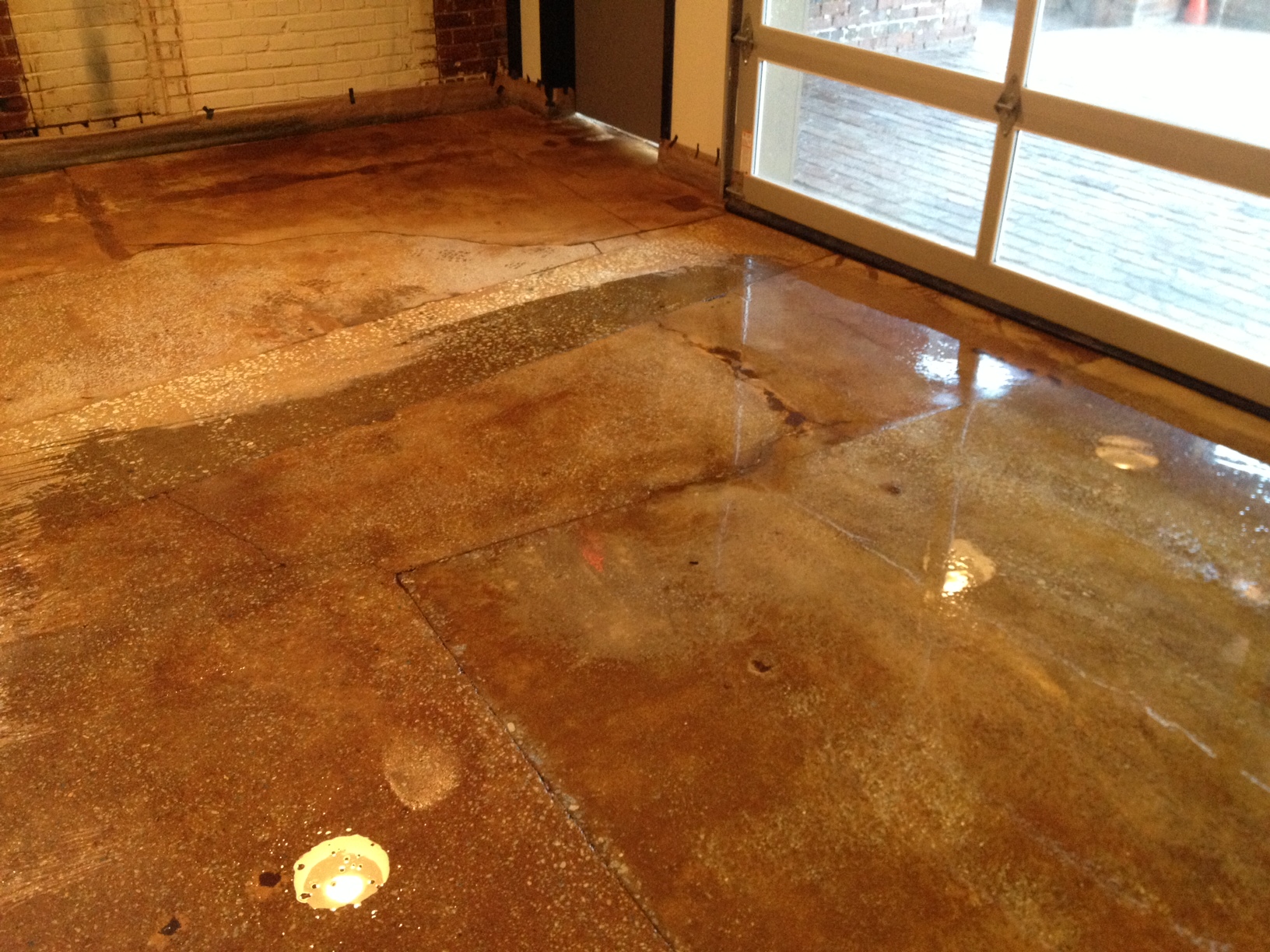 Acid staining old concrete floors