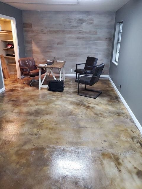 Concrete overlay floor showcasing various shades of Coffee Brown acid stain, each with different levels of dilution