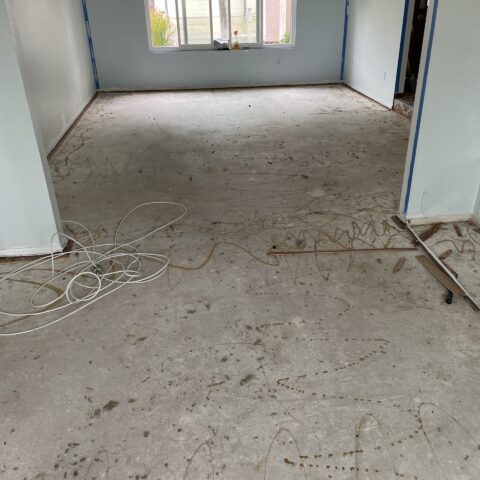 Concrete floors with carpet glue
