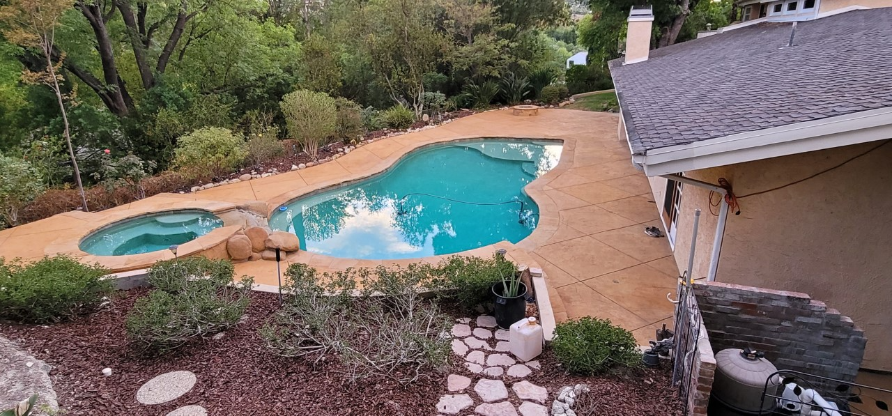 Stained Stamped Concrete Pool Deck