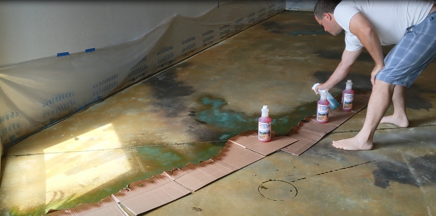 Acid Stain Veining Technique Using Cardboard