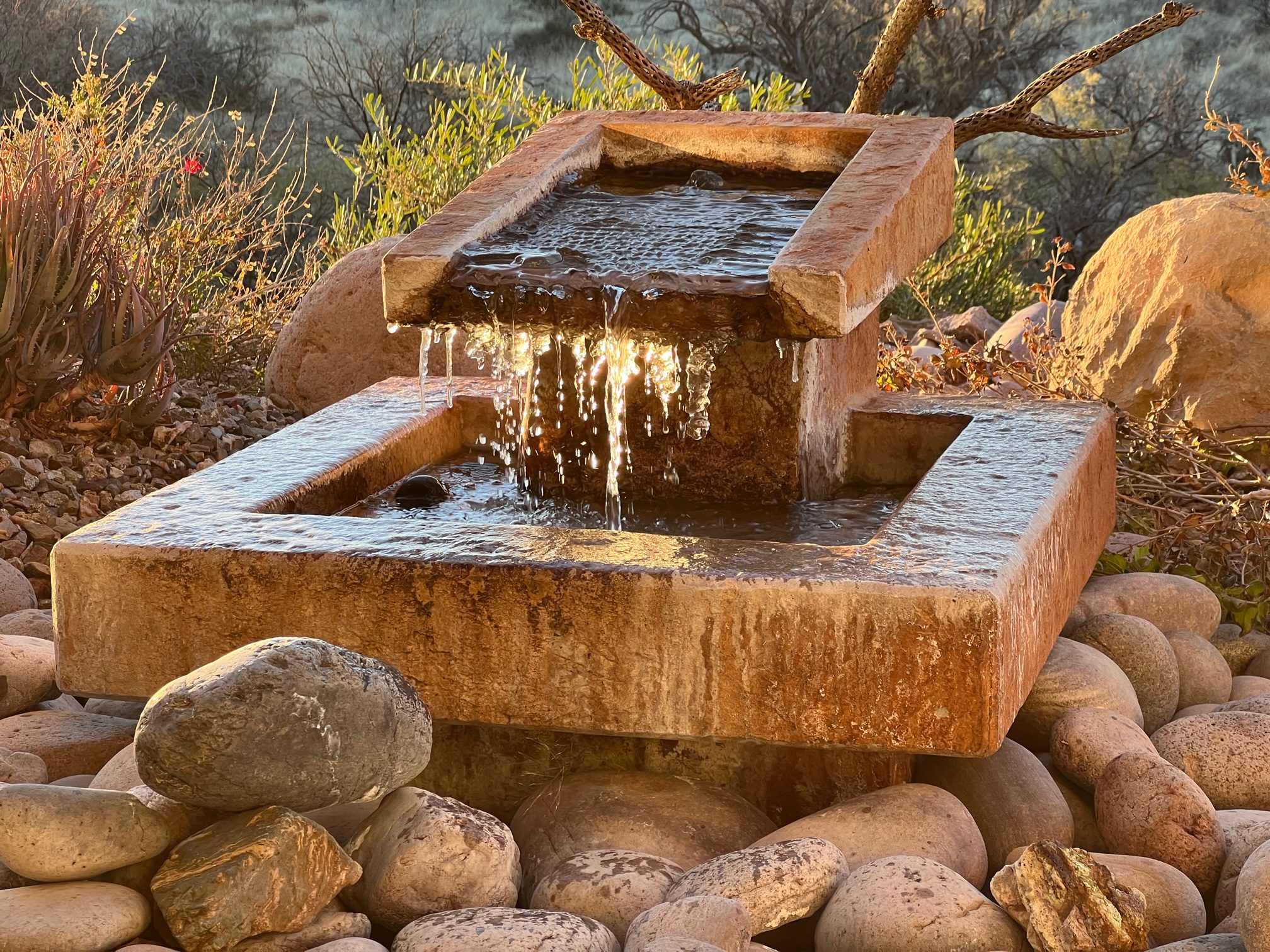 refinished concrete water fountain