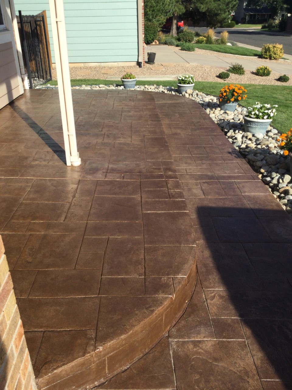 Sealed Driftwood Antiquing stain on previously faded stamped concrete patio