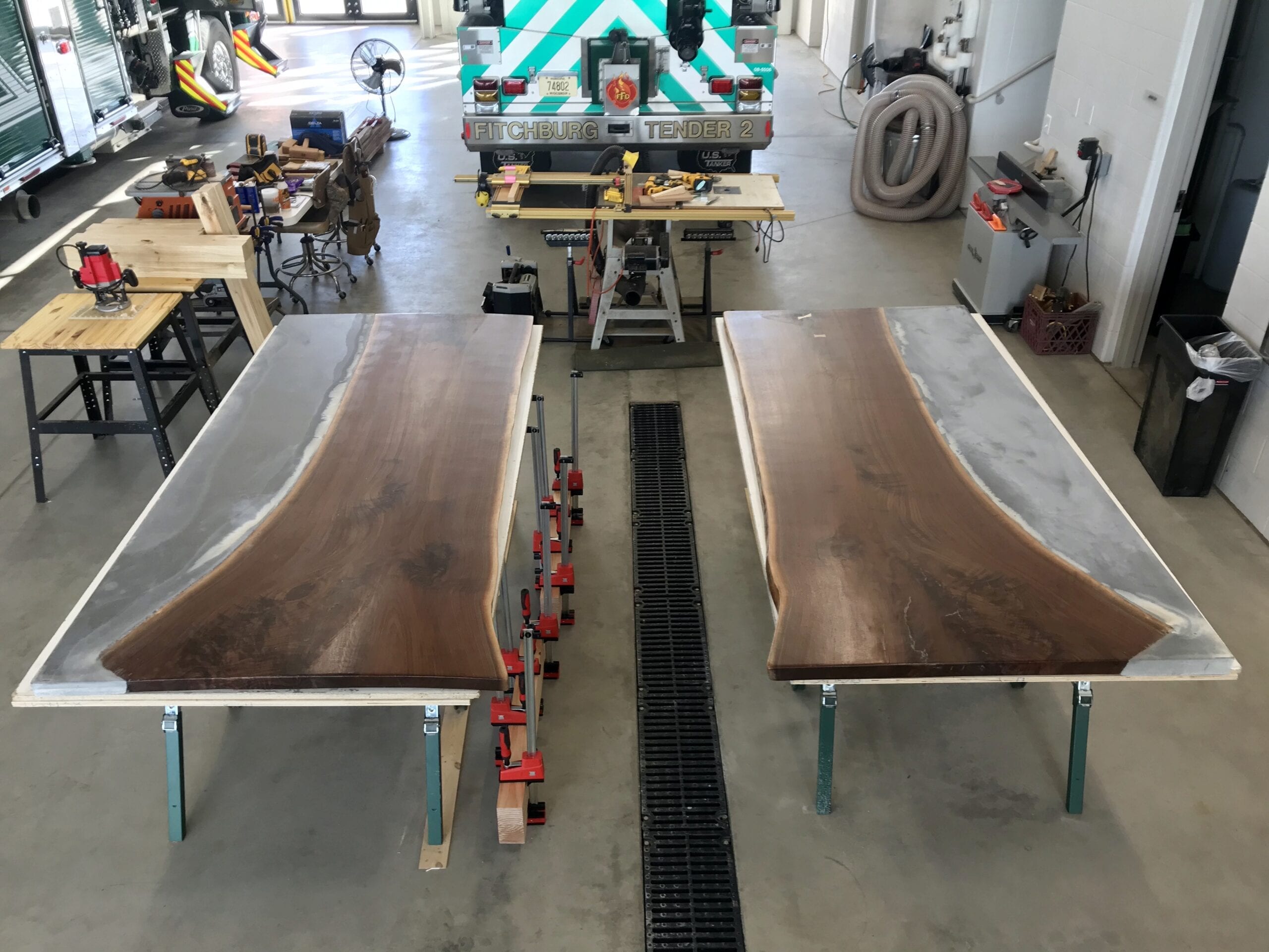Stained Concrete & Wood Table