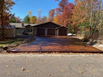 Malayan Buff, Coffee Brown Acid Stained Concrete Driveway