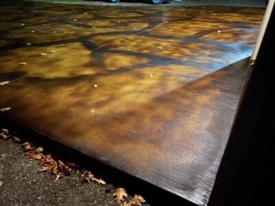 Malayan Buff, Coffee Brown Acid Stained Concrete Slab Malayan Buff, Coffee Brown Acid Stained Driveway - Detail