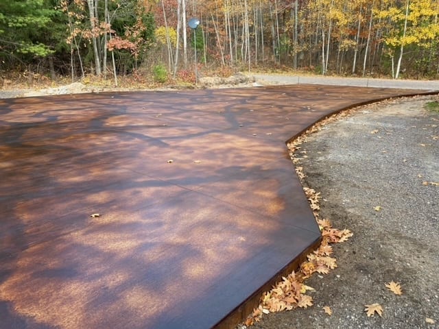 Malayan Buff, Coffee Brown Acid Stained Driveway Edge