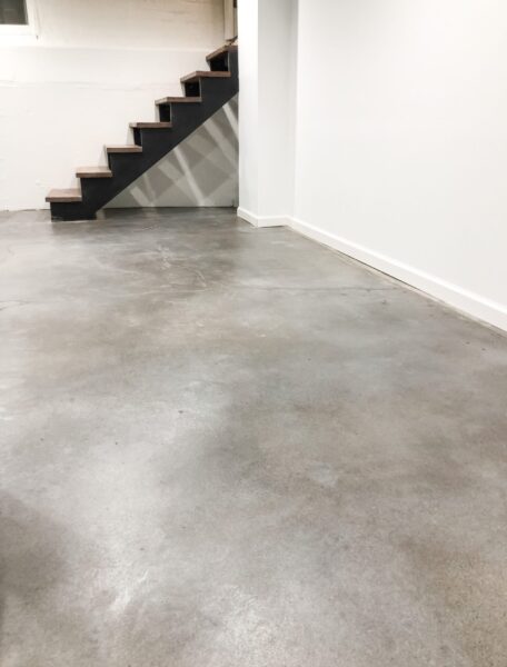 Gray Stained Concrete Basement Floor