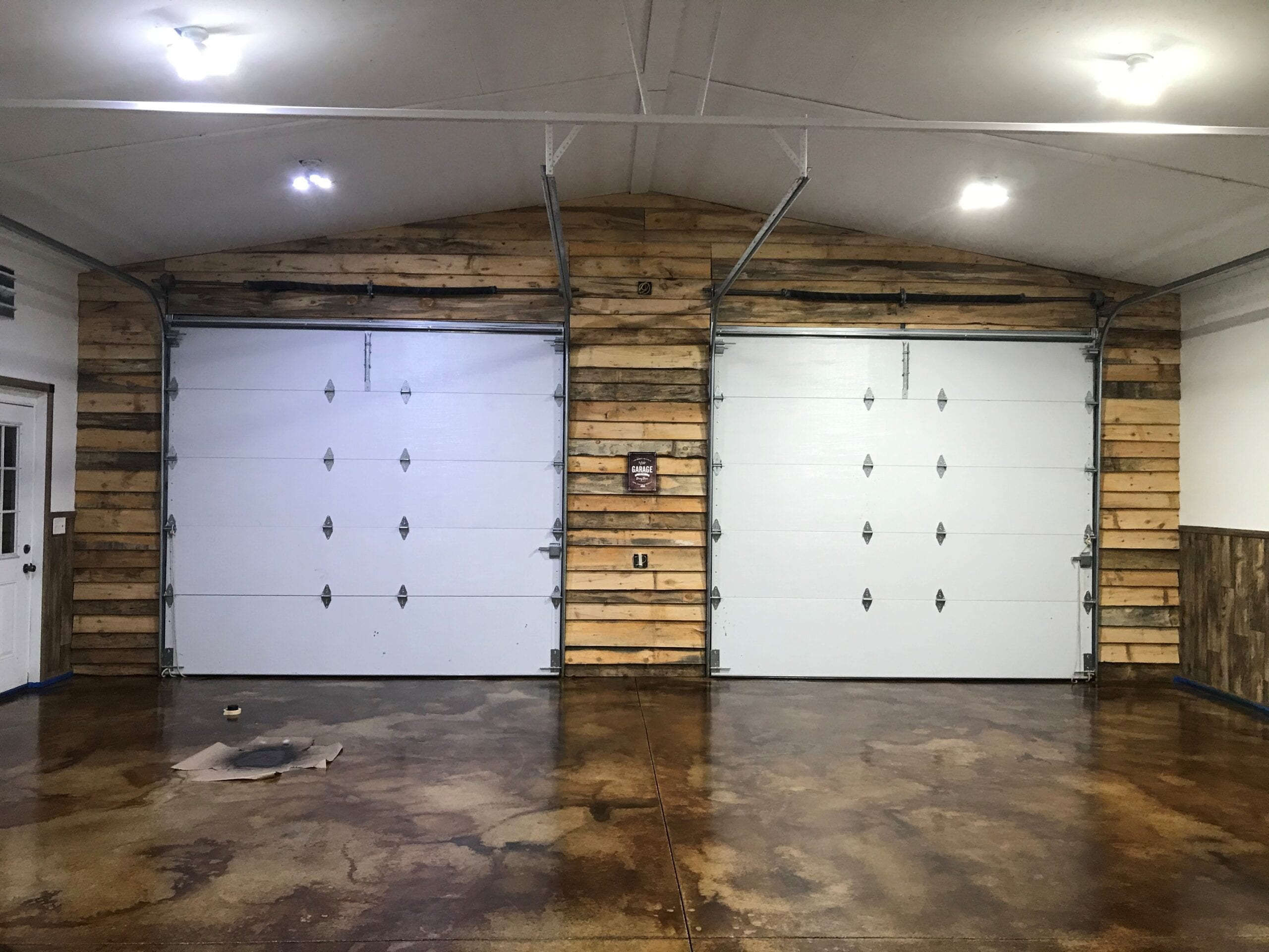 Man cave concrete stained garage floor