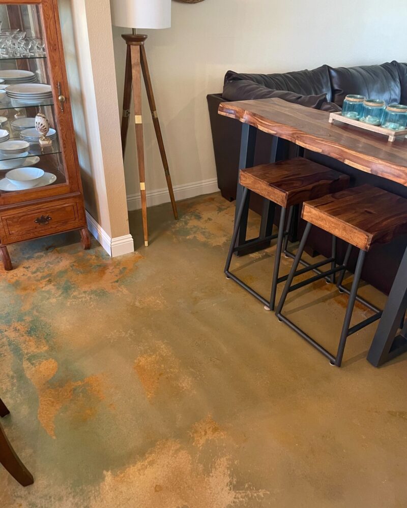 Acid stained concrete floor