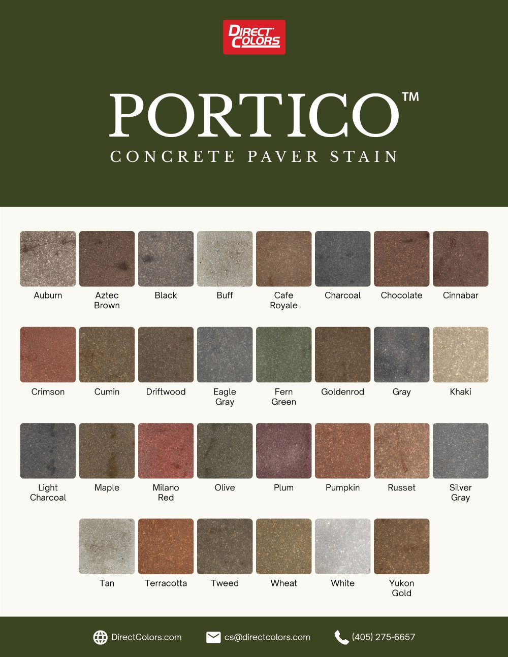 Portico™ Paver Stain Color Chart