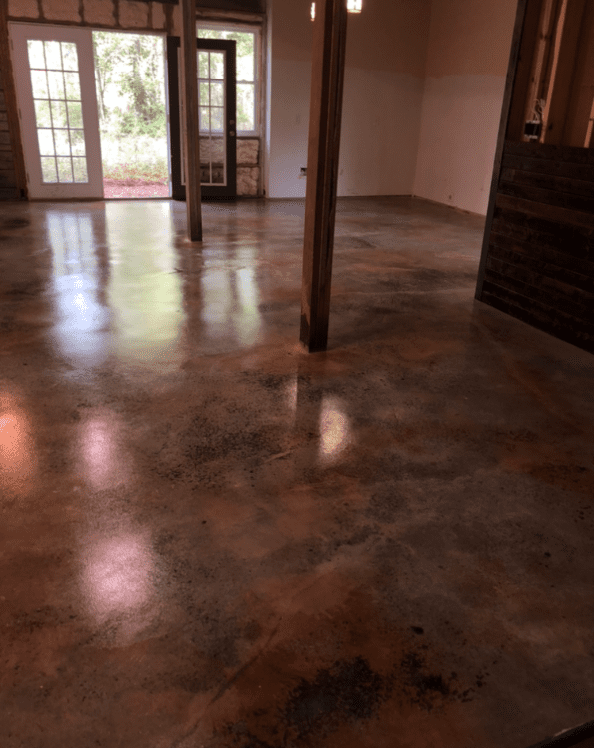 Sealed acid stained concrete floor