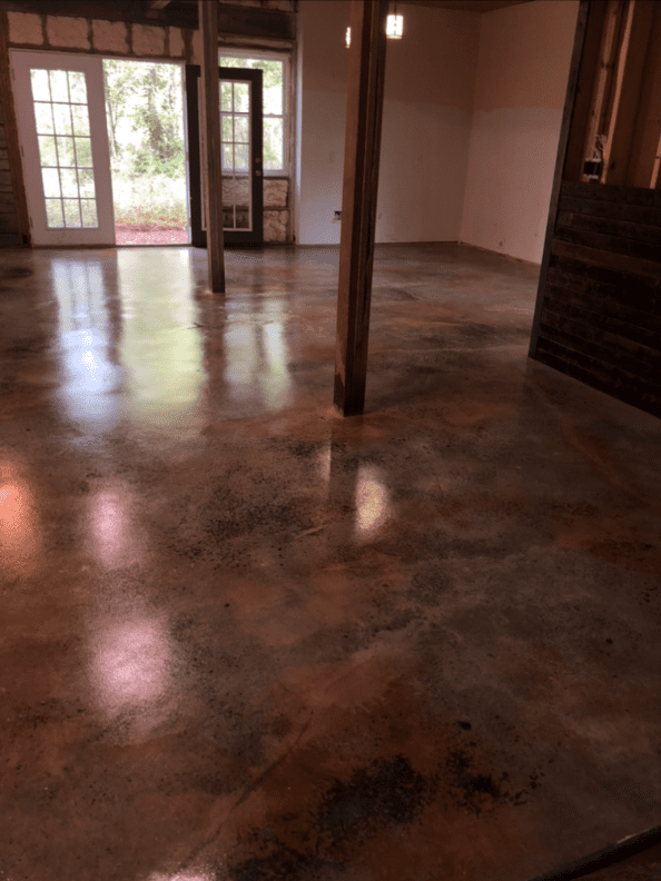 Sealed acid stained concrete floor