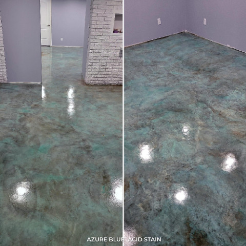 Azure Blue-Acid Stain-Concrete-Basement-Floor