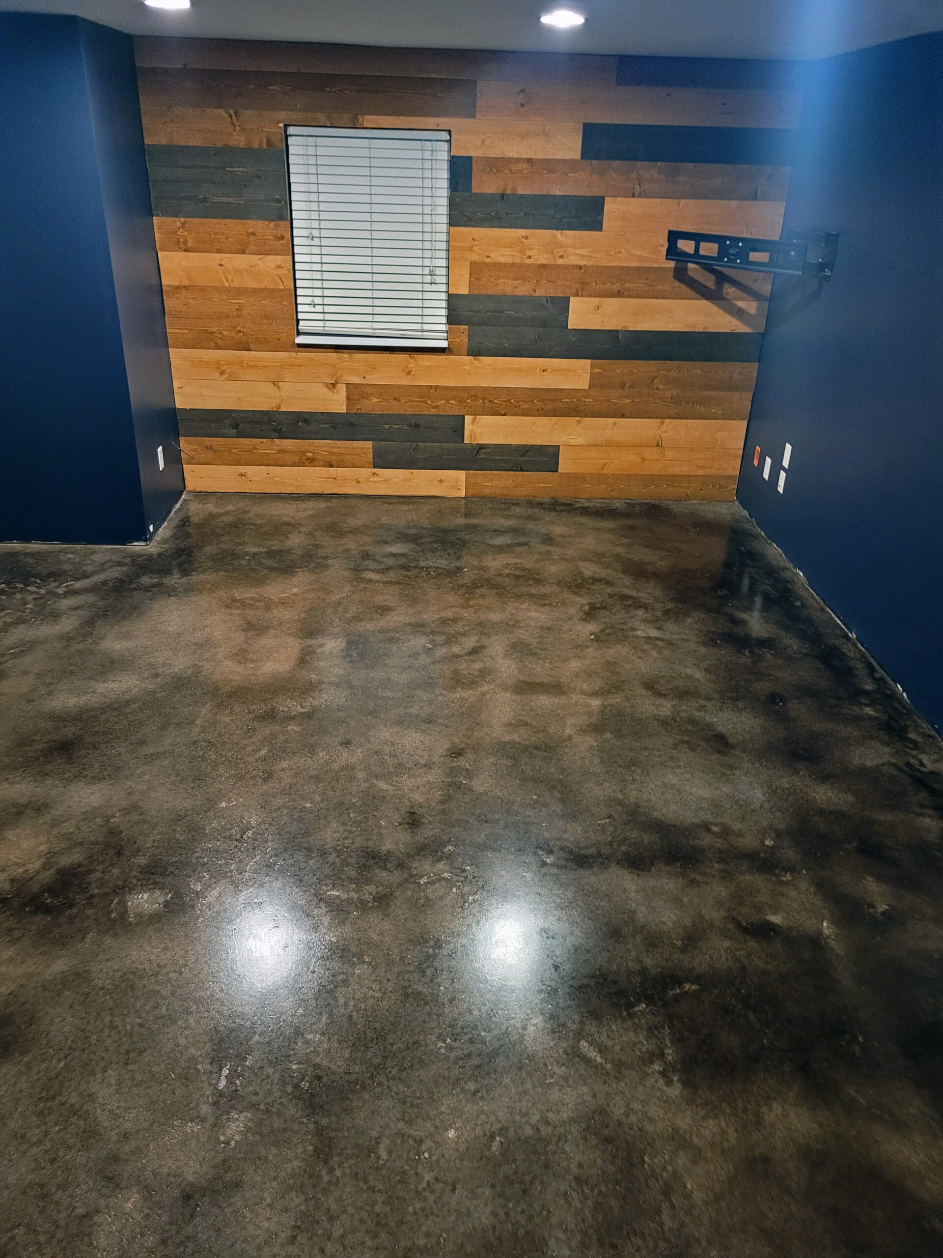 Black Acid Stain Concrete Basement Floor
