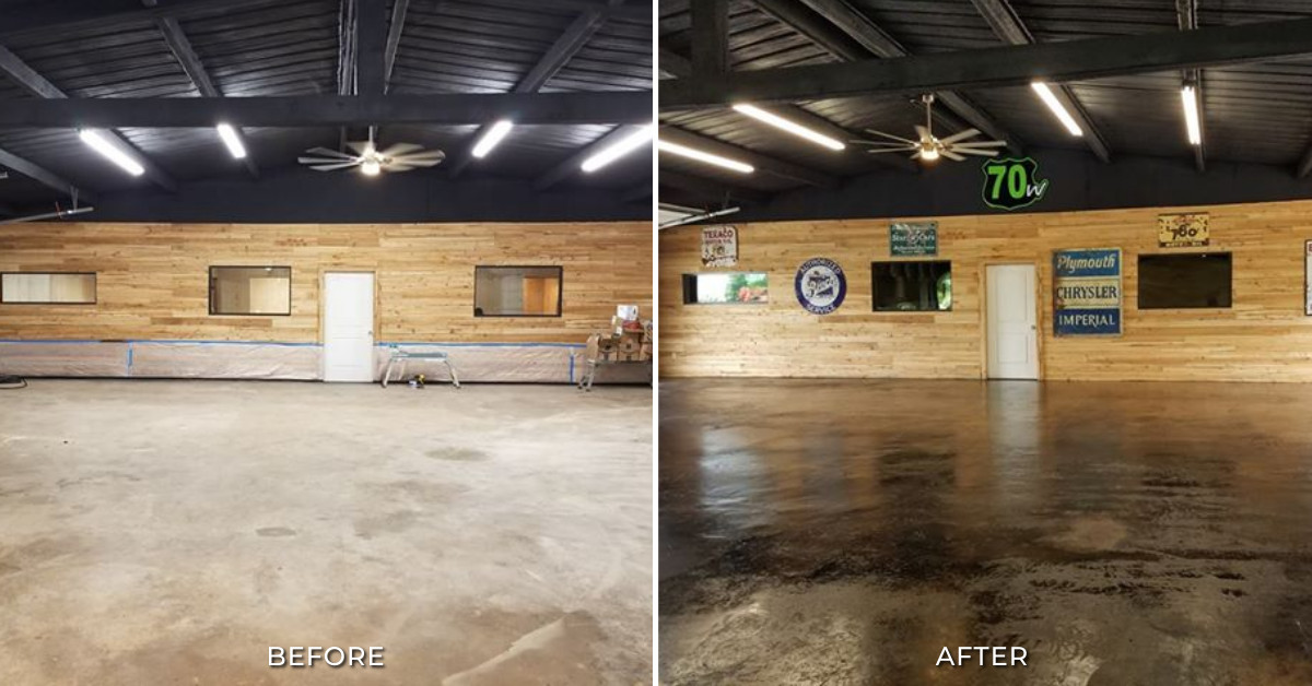 Black Stained Concrete Garage Floor Before and After Photos Black Stained Concrete Garage Floor Before and After Photos