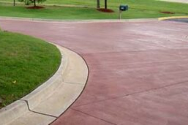 Driveway Brushed Concrete - Vibrance English Red Dye Stain-