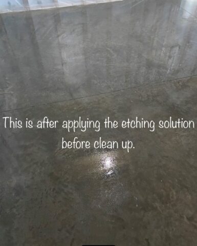 Etching Solution on Machine Troweled Concrete Floor