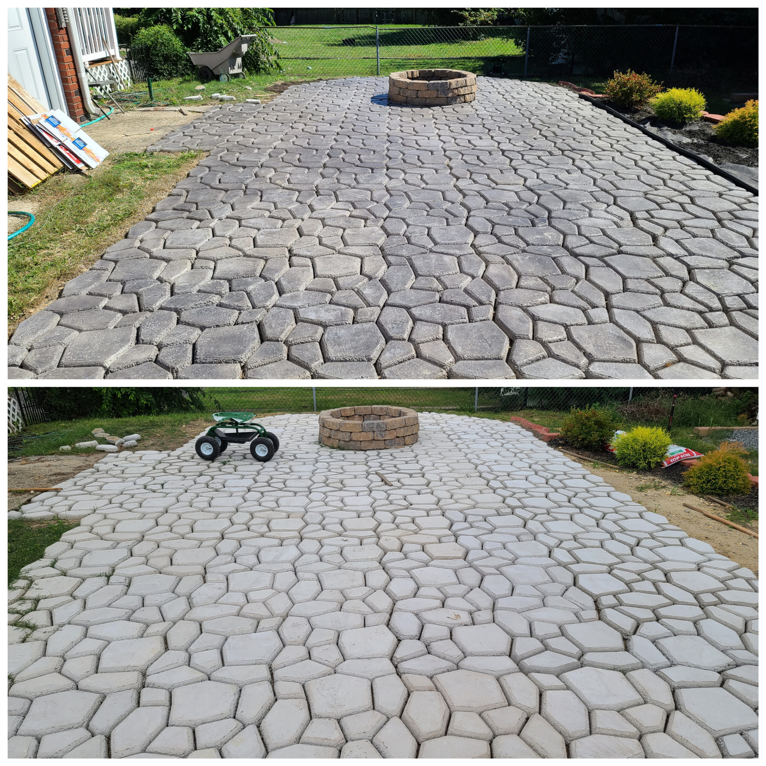 Light Charcoal Stained Patio Pavers Made with Quikrete Country Stone Walk Maker Mold - Photo