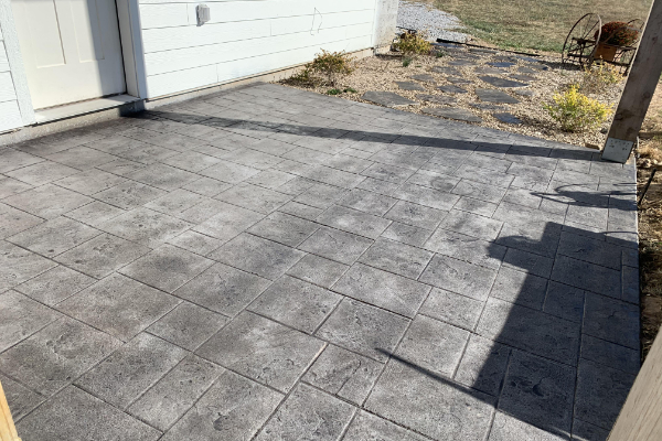 Patio Stamped Concrete Floor - Charcoal Antiquing Stain