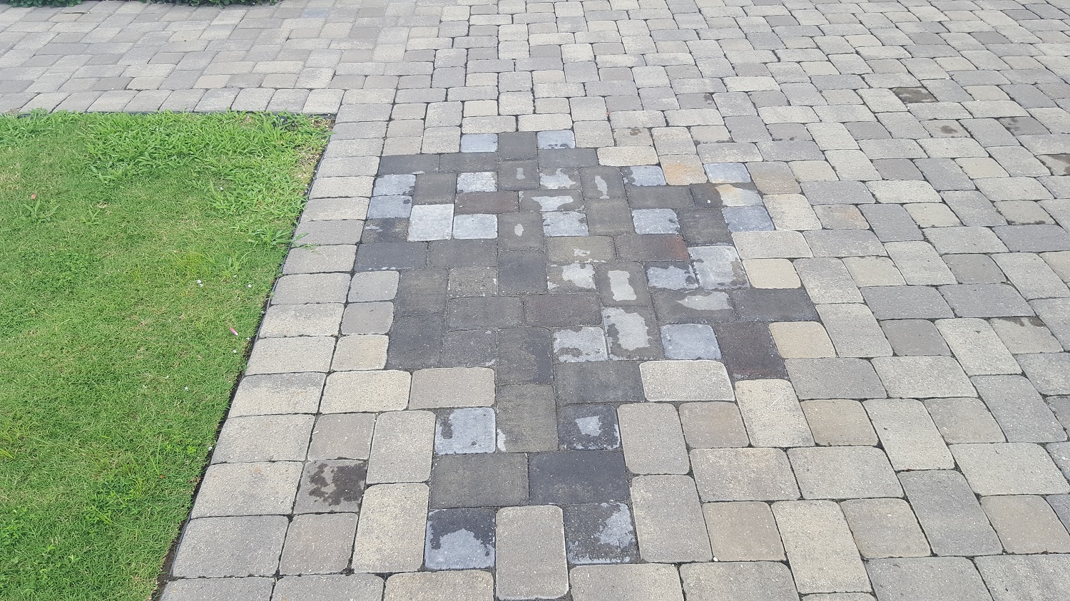 Faded Concrete Paver Driveway