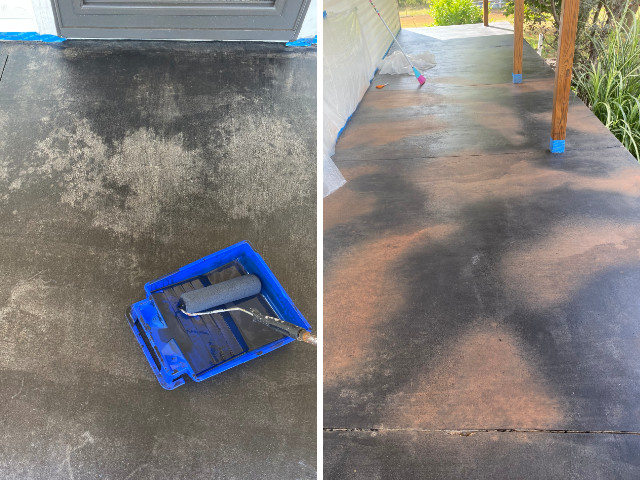 Staining a Concrete Patio with Two Colors