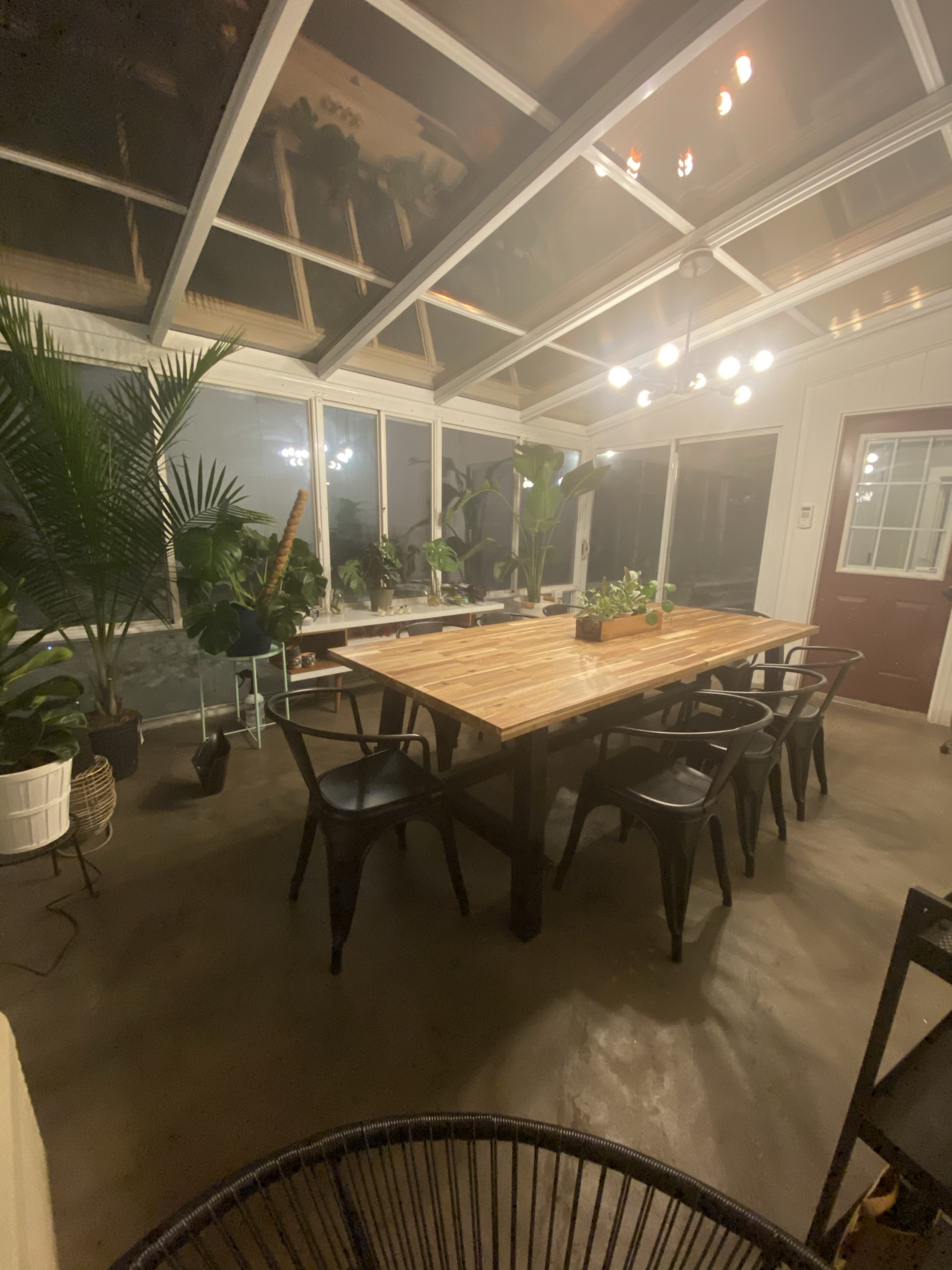 Sunroom concrete floor transformed with Stormy Gray Vibrance acetone dye stain