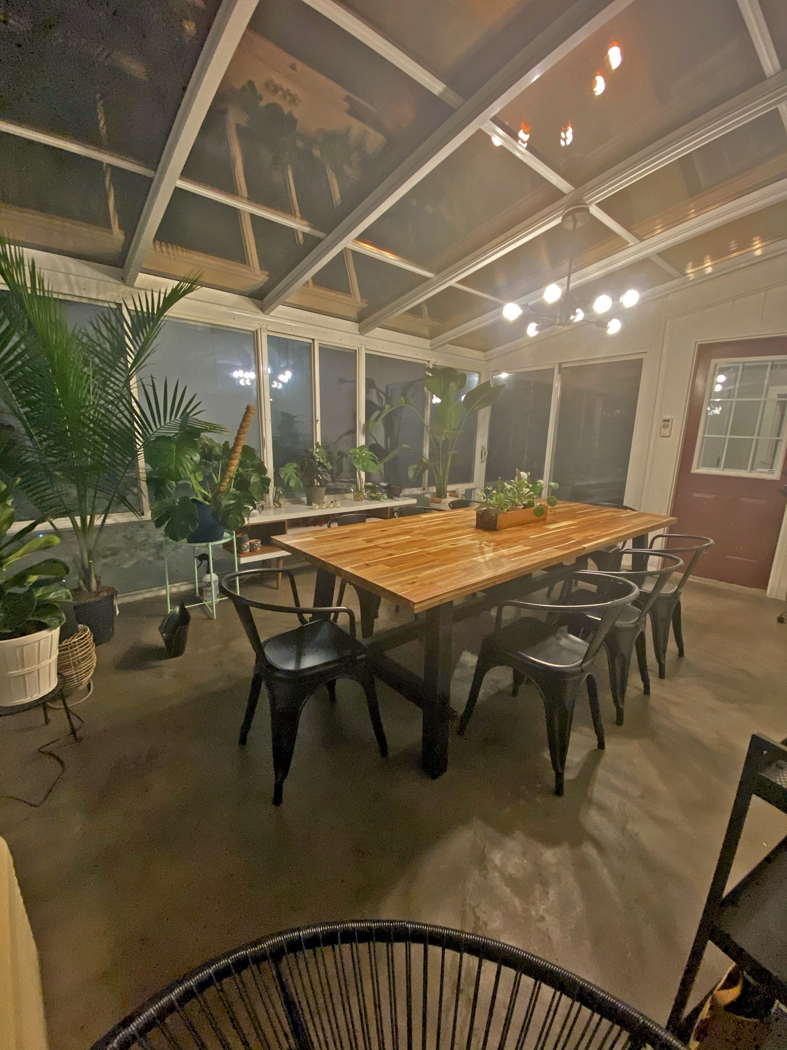 Sunroom flooring renovation using Stormy Gray Vibrance concrete dye