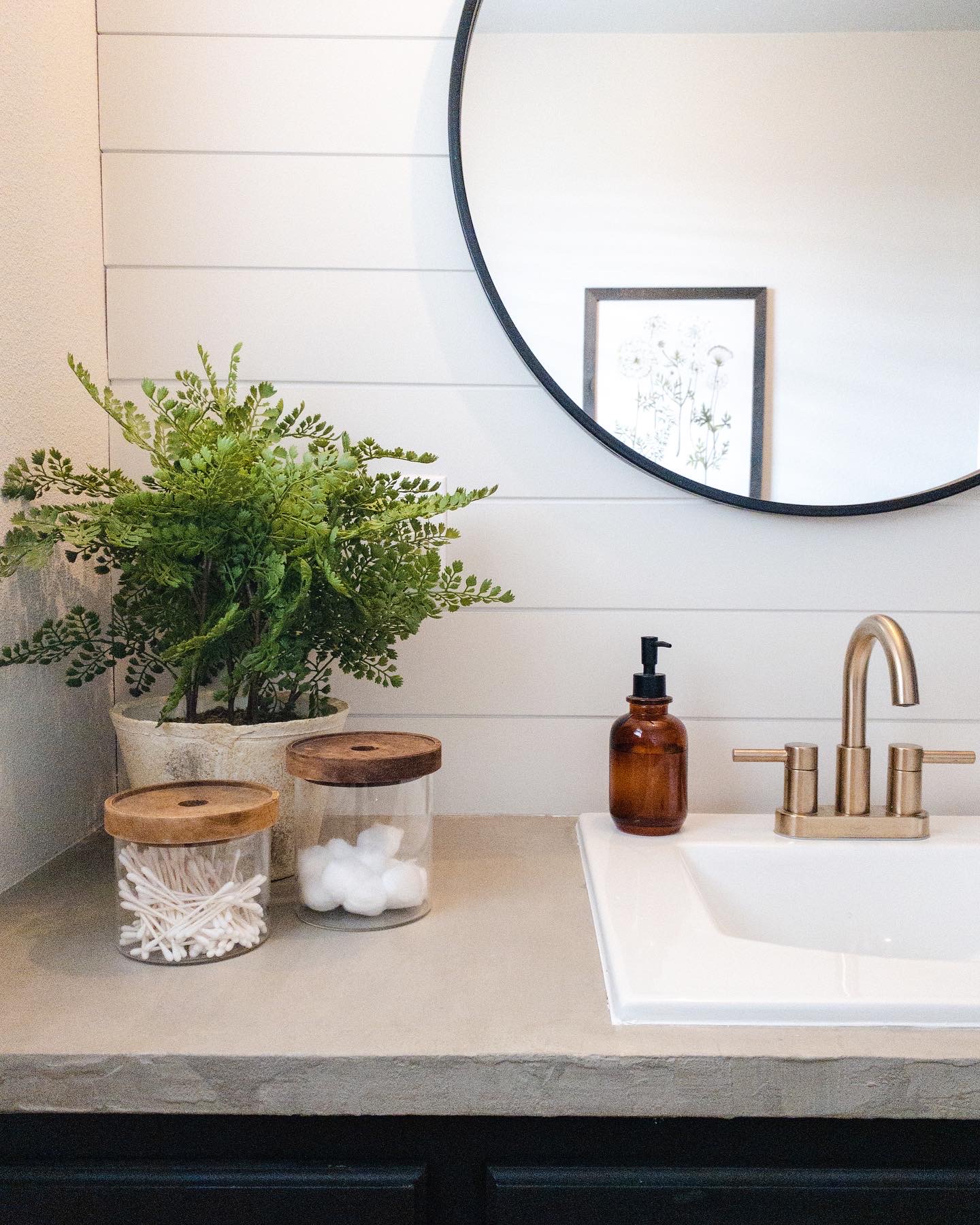 Refinished Laminate Bathroom Vanity with Ash Concrete Overlay