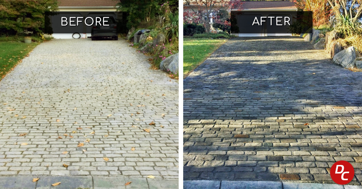 Before and After Concrete Paver Stain Photos