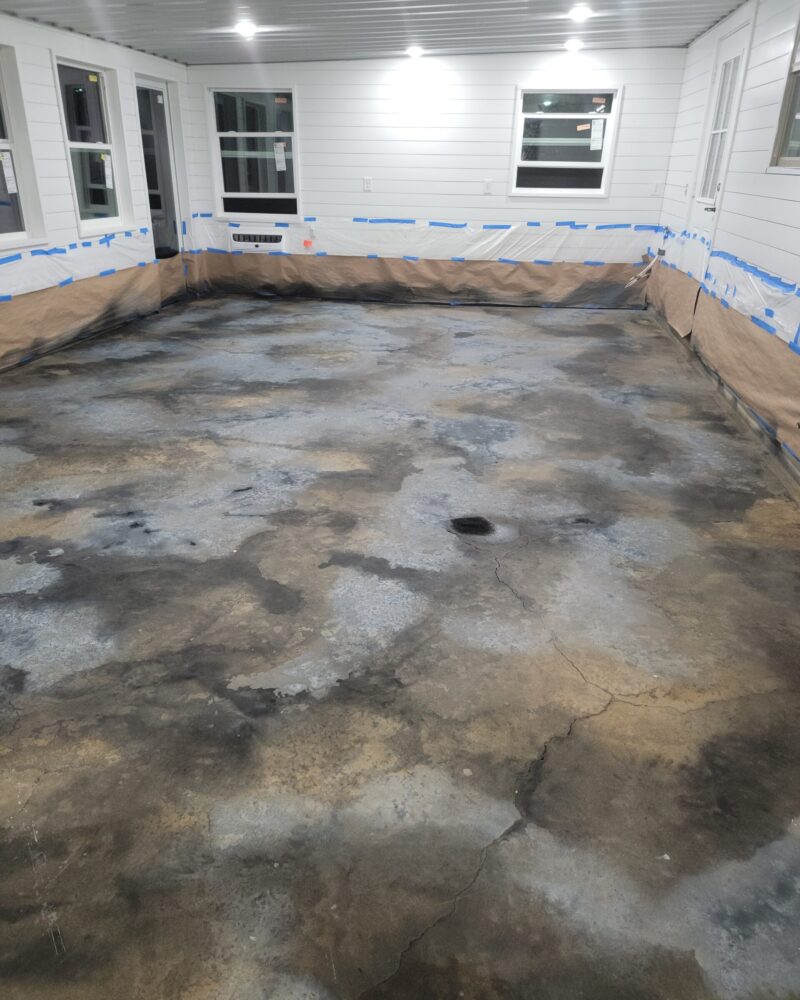 Dry ColorWave Stains in Black, Stone Gray, and Iron Gray on Concrete Floor
