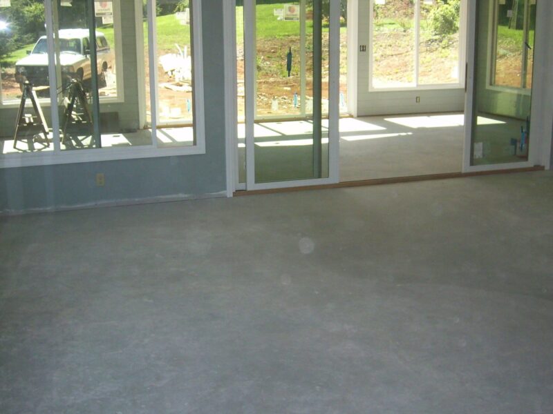 Unfinished concrete sunroom floor