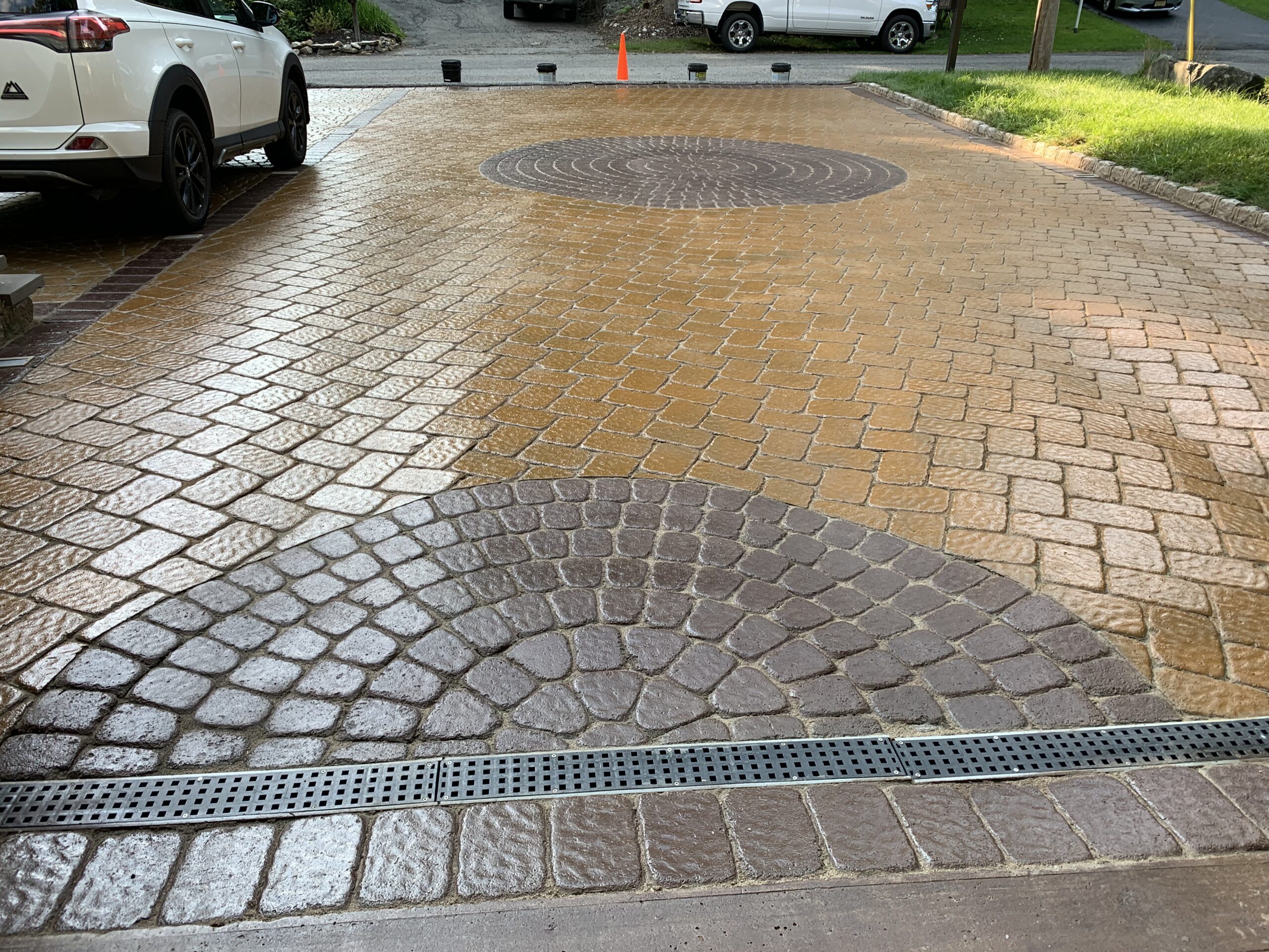 Stained concrete driveway design