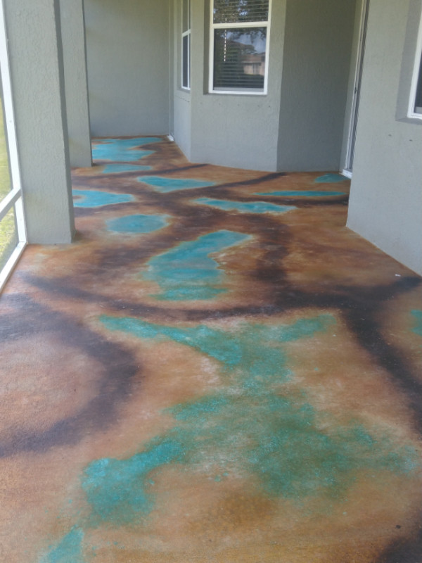 Acid Stained Sunroom Concrete Floor