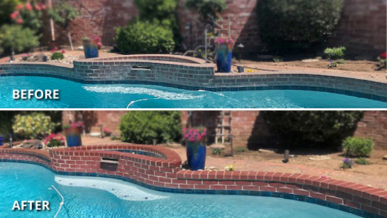Faded Pool Pavers Before and After