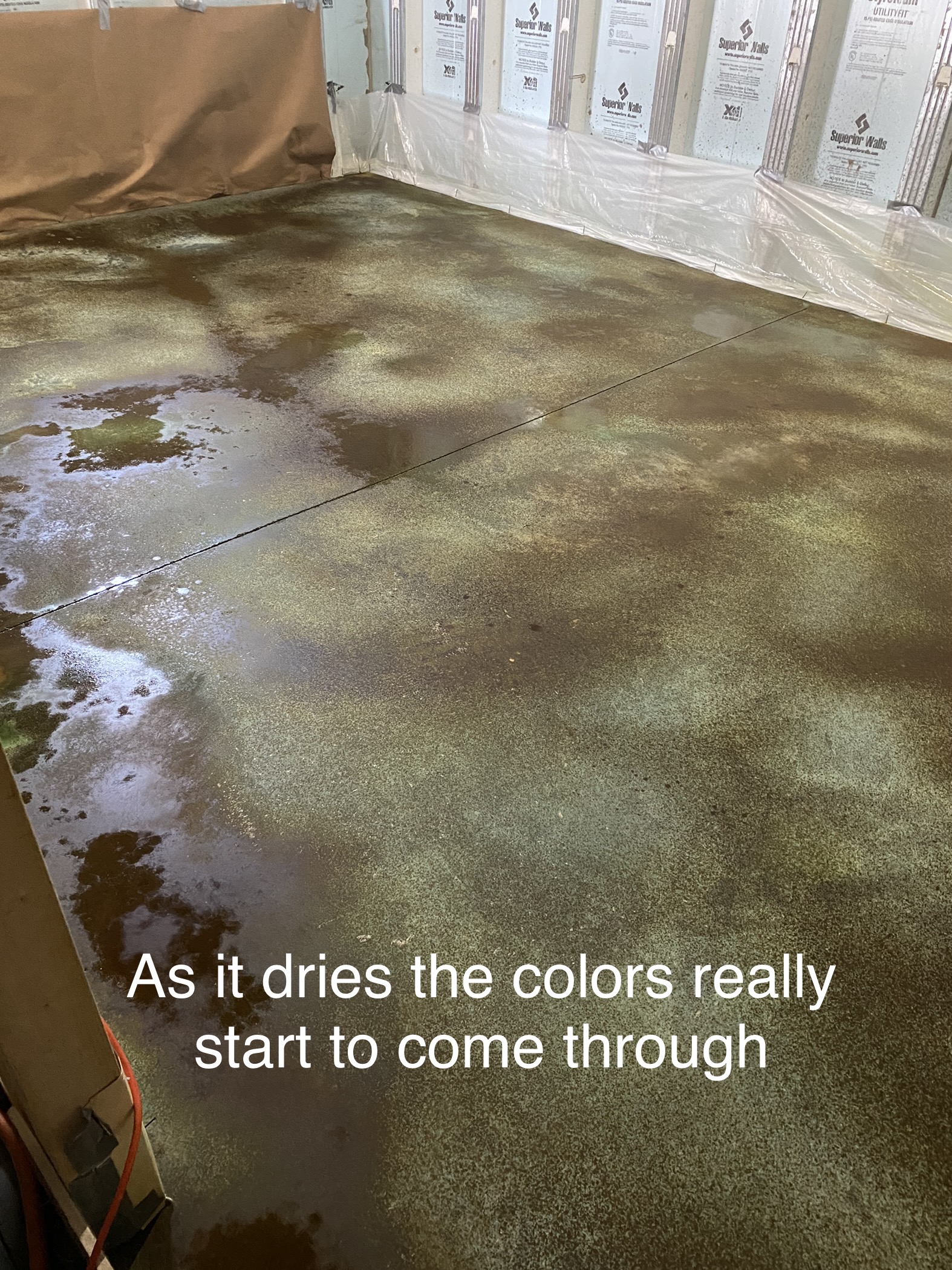 EverStain Acid Stain Colors Reacting with Concrete Floor