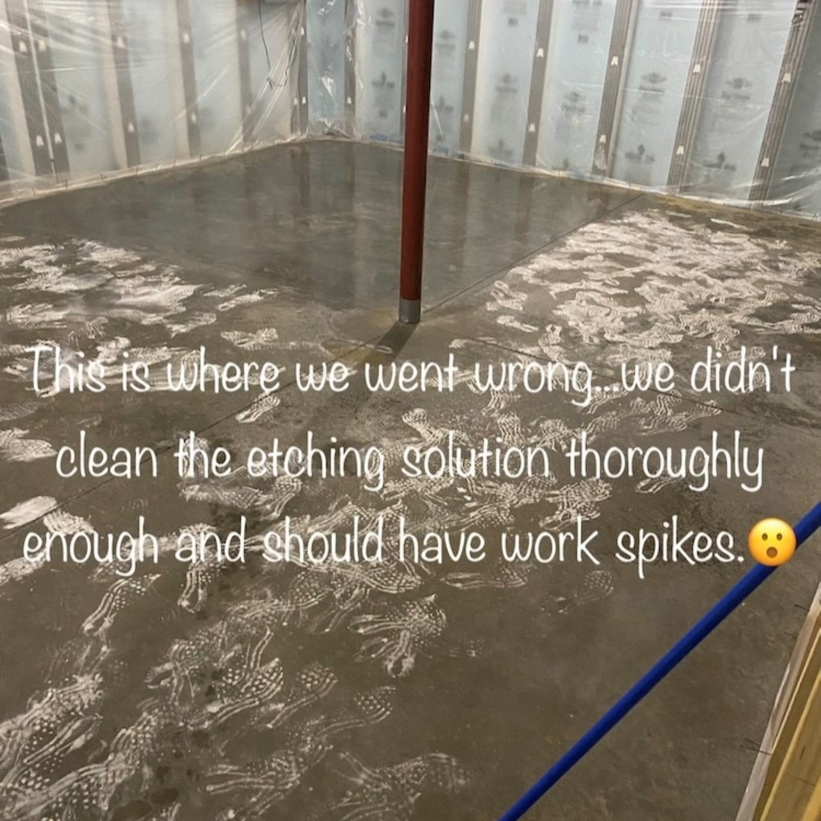 footprints-etched-on-concrete-floor Footprints permanently etched into concrete floor after improper cleaning