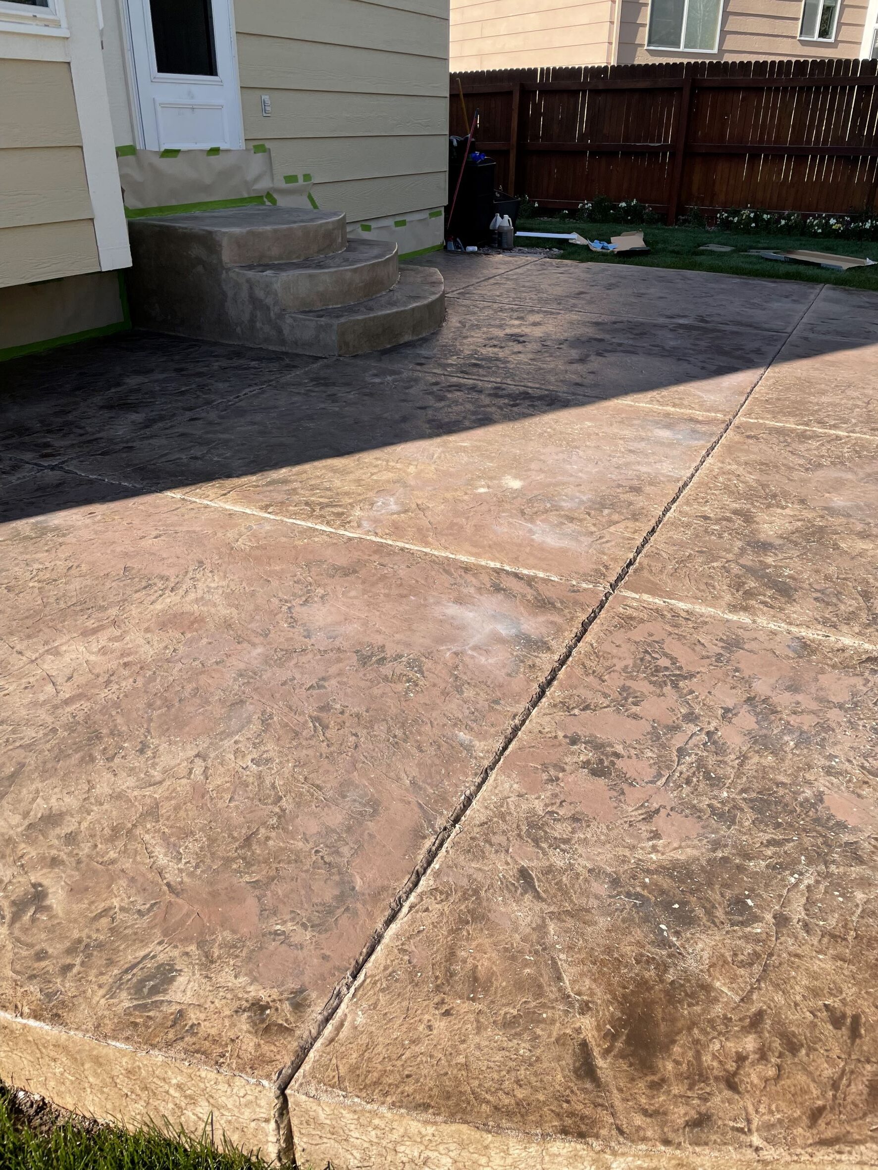 Faded Brown Stamped Concrete Patio