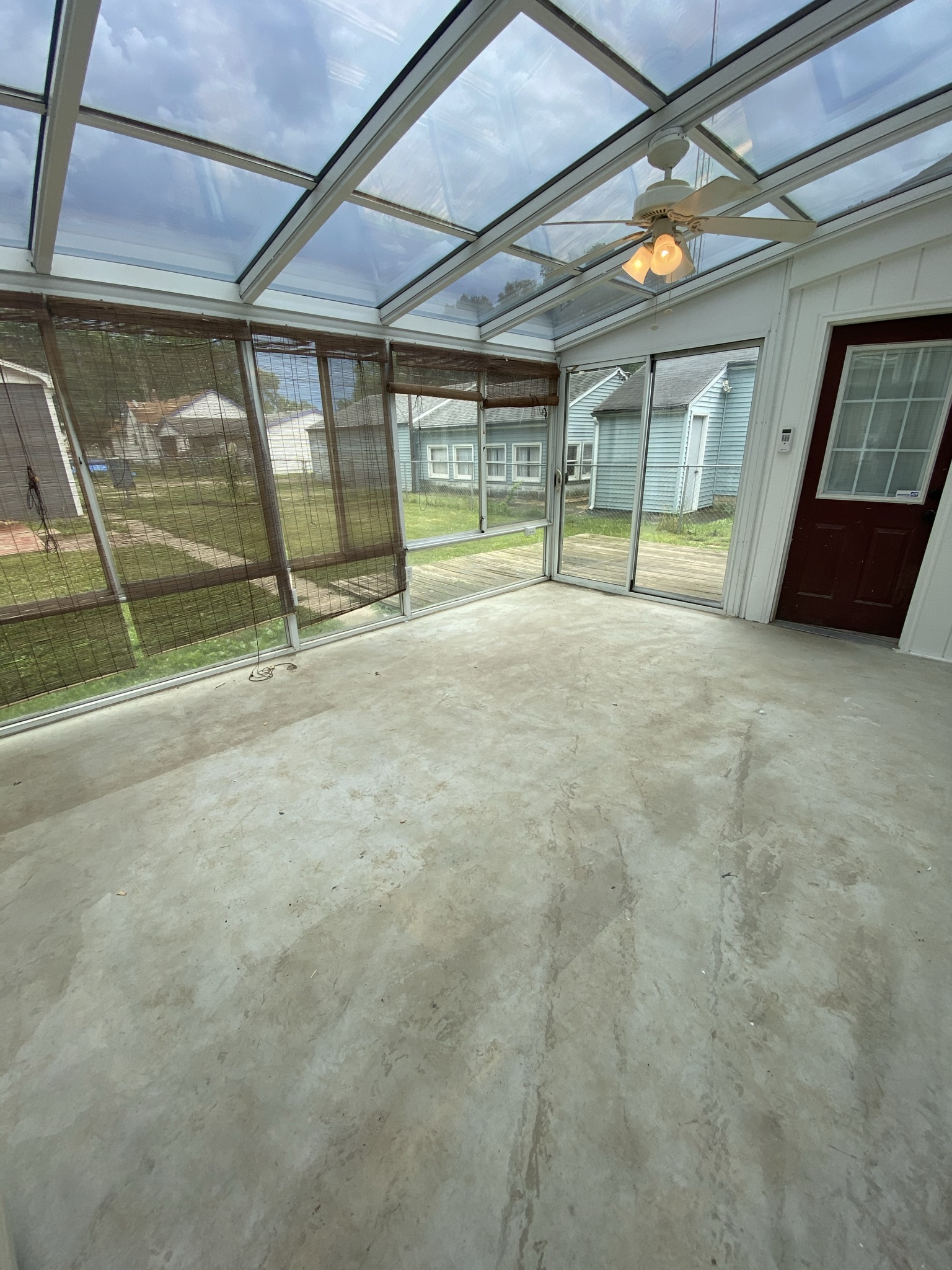 Unfinished sunroom concrete floor