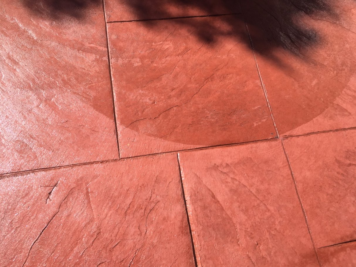 Milano Red Antiquing Stained Concrete Patio