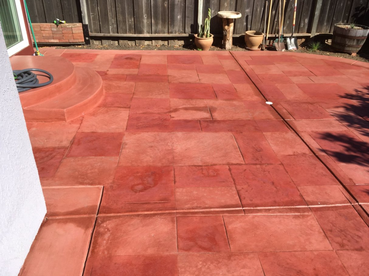 Milano Red Antiquing Stained Concrete Patio