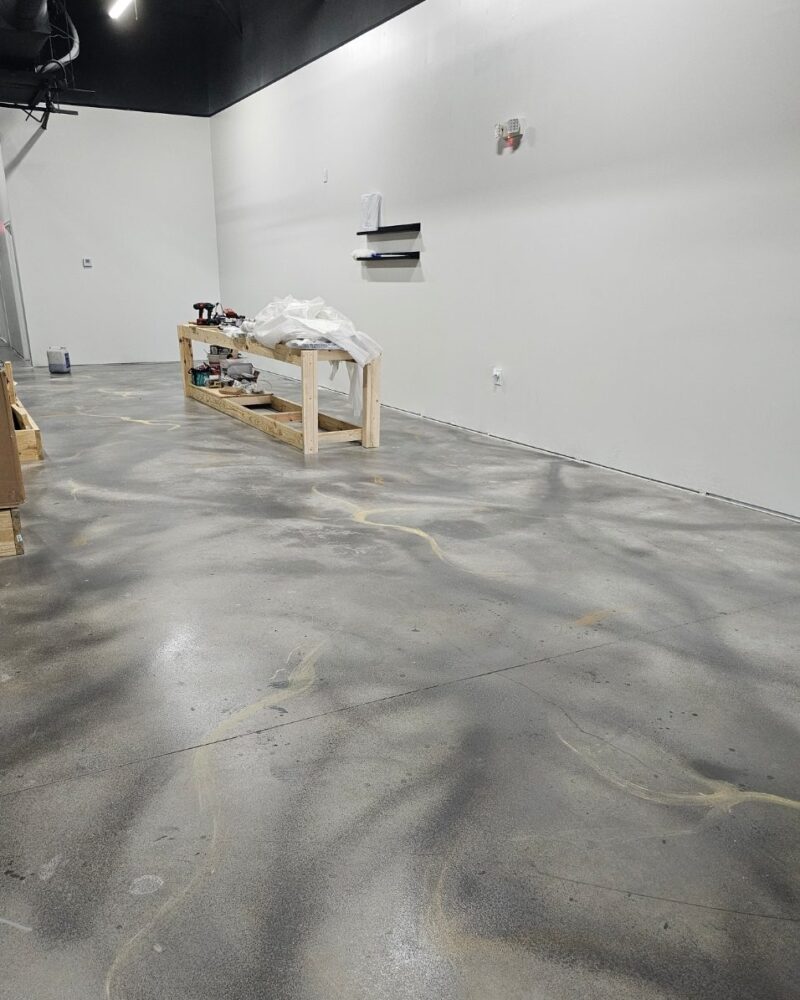 Progression of the floor detailing with continued application of Charcoal AcquaTint and Mica