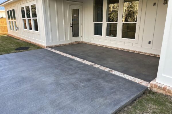 Silver Gray Antiquing Stain on Brushed Concrete Patio